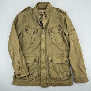 Lucky Brand Womens Small Olive Green Military Field Utility Jacket Cotton